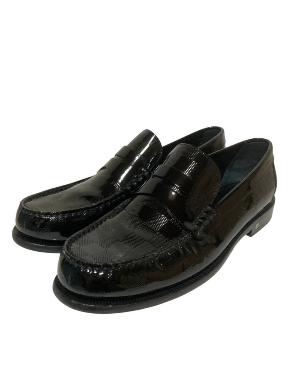 Louis Vuitton Damier Patent Leather Loafers Shoes Black Spring Summer Fall 6.5